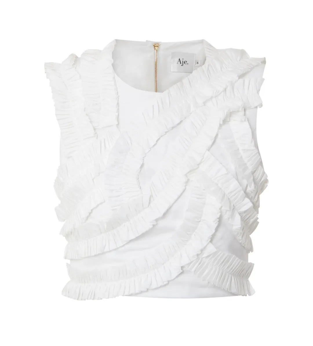 Aje Aurelia Frill Shell Top White Size 8 for rent on The Volte - main image