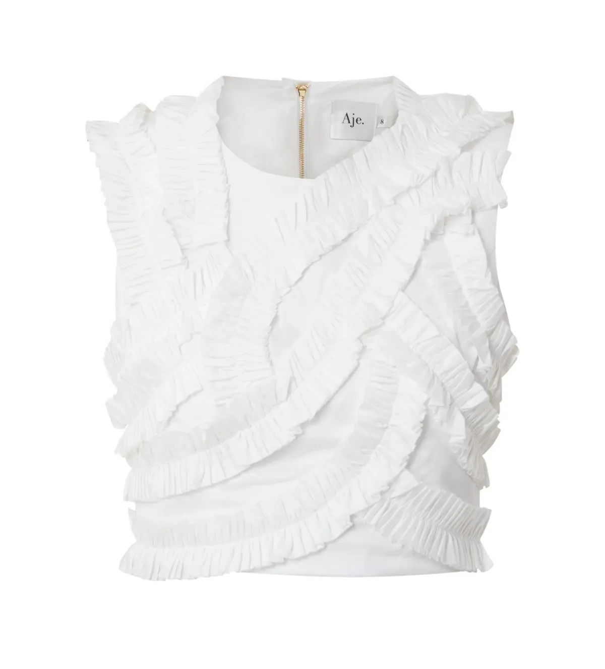 Aje Aurelia Frill Shell Top White Size 8 - Image 2