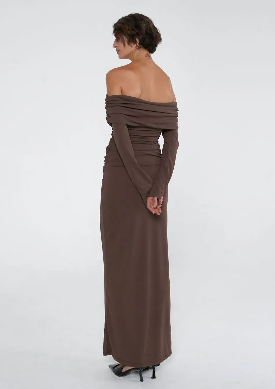 Benni Lorena Maxi Dress Ash Brown Size 8 for rent on The Volte - main image