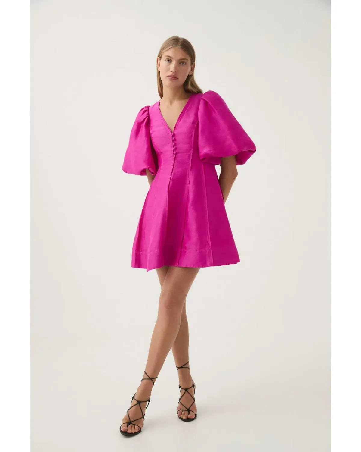 Aje Dusk Puff Sleeve Mini Dress in Deep Magenta Size AU 10 - Image 1