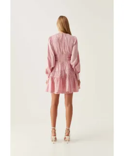 Aje Fallingwater Long Sleeve Mini Dress Chalk Pink Size AU 10 for rent on The Volte - image 2