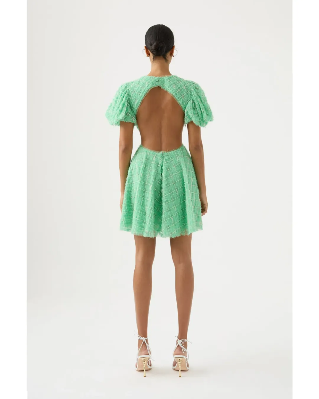 Aje Context Embellished Mini Dress Marine Green Size AU 10 for rent on The Volte - main image