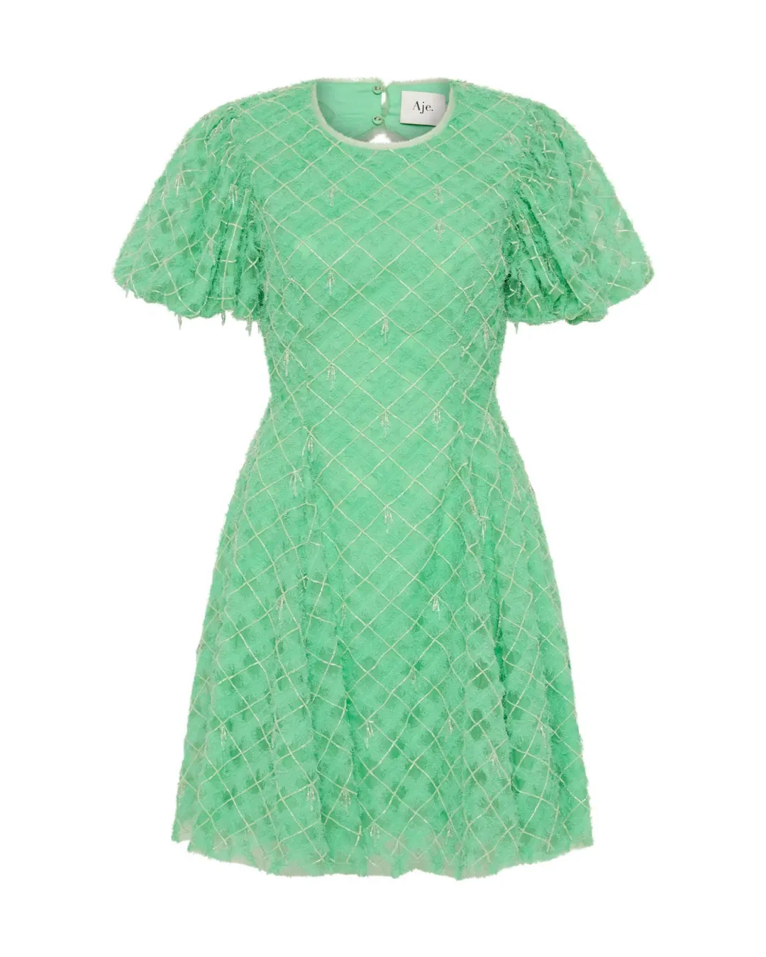Aje Context Embellished Mini Dress Marine Green Size AU 10 for rent on The Volte - main image