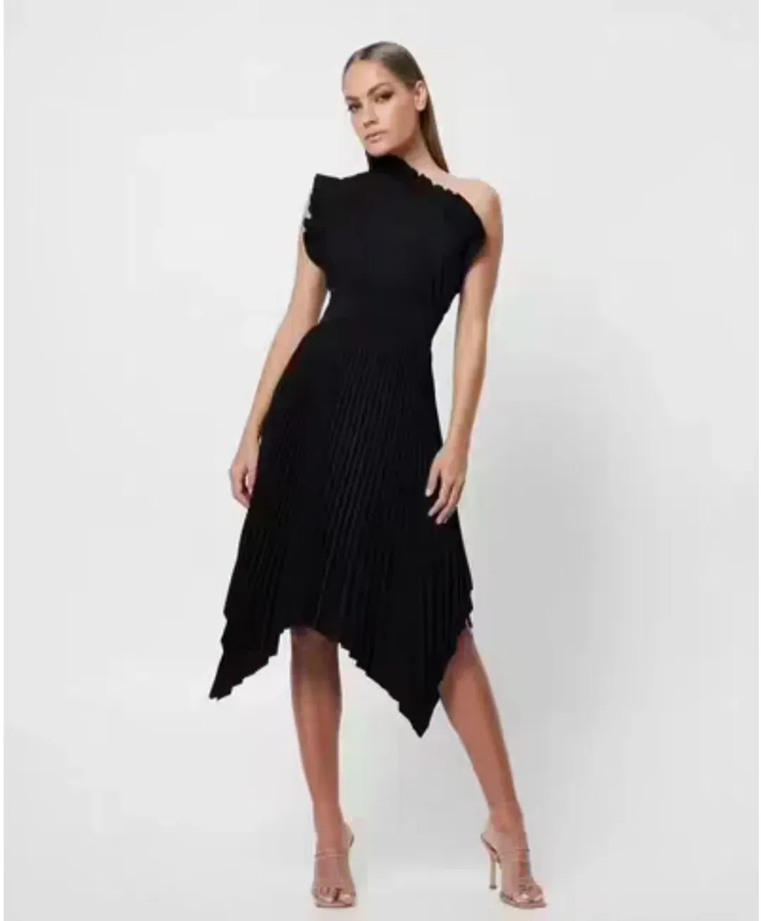 Mossman THE LADY LIKE MIDI DRESS Black Size AU 10 for rent on The Volte - main image
