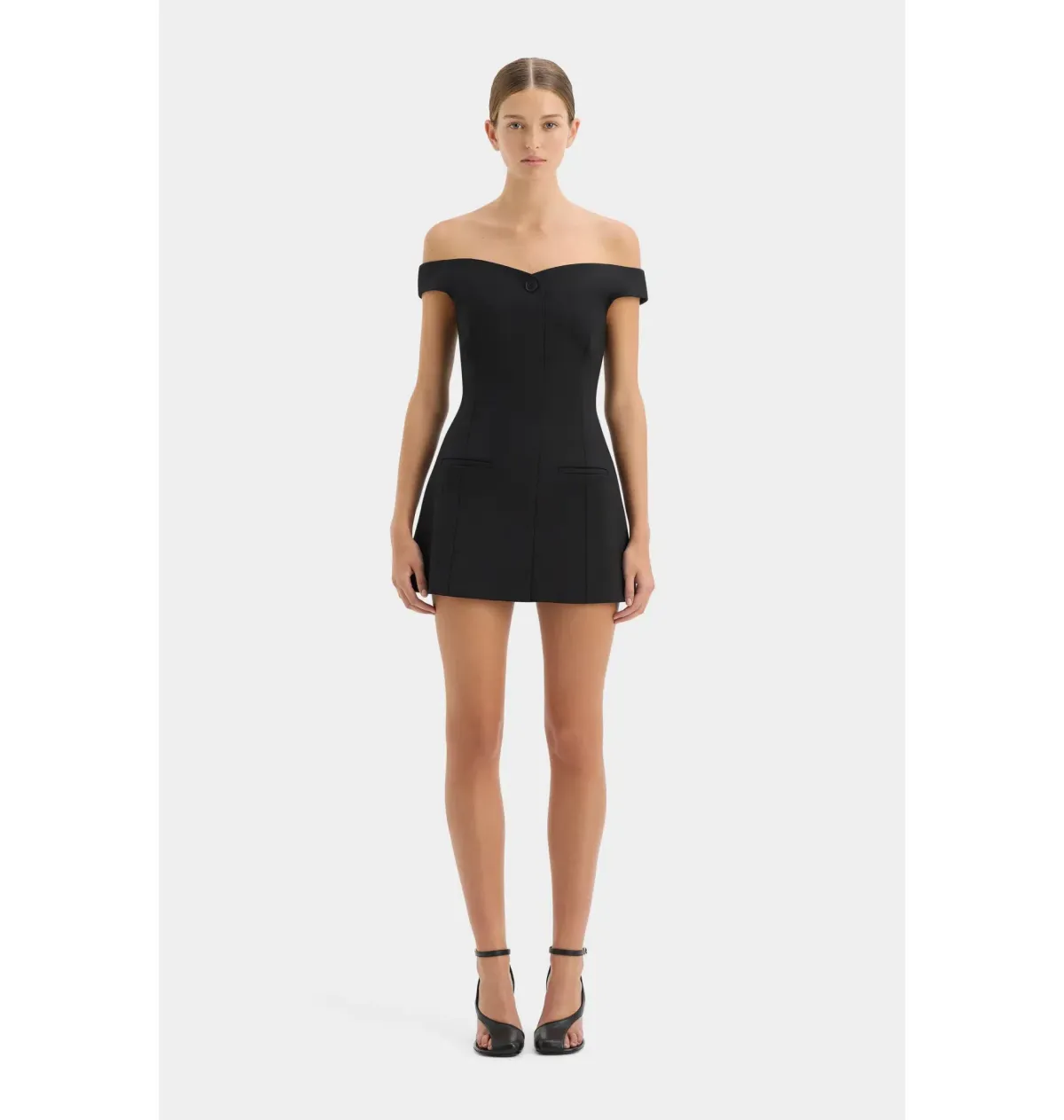 Sir the Label Sandrine Off Shoulder Mini Dress Black Size 4 / AU 14 for rent on The Volte - main image