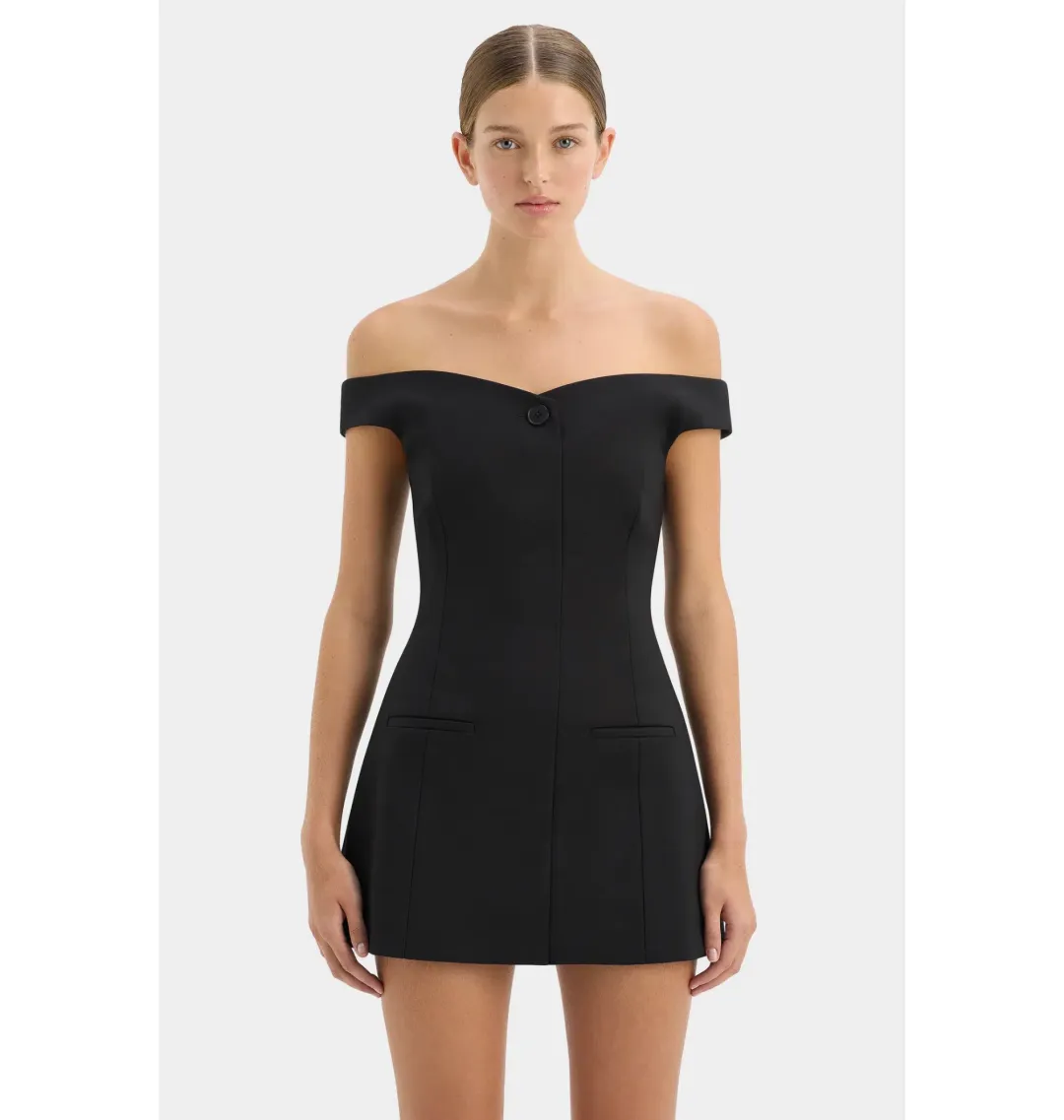 Sir the Label Sandrine Off Shoulder Mini Dress Black Size 4 / AU 14 for rent on The Volte - main image