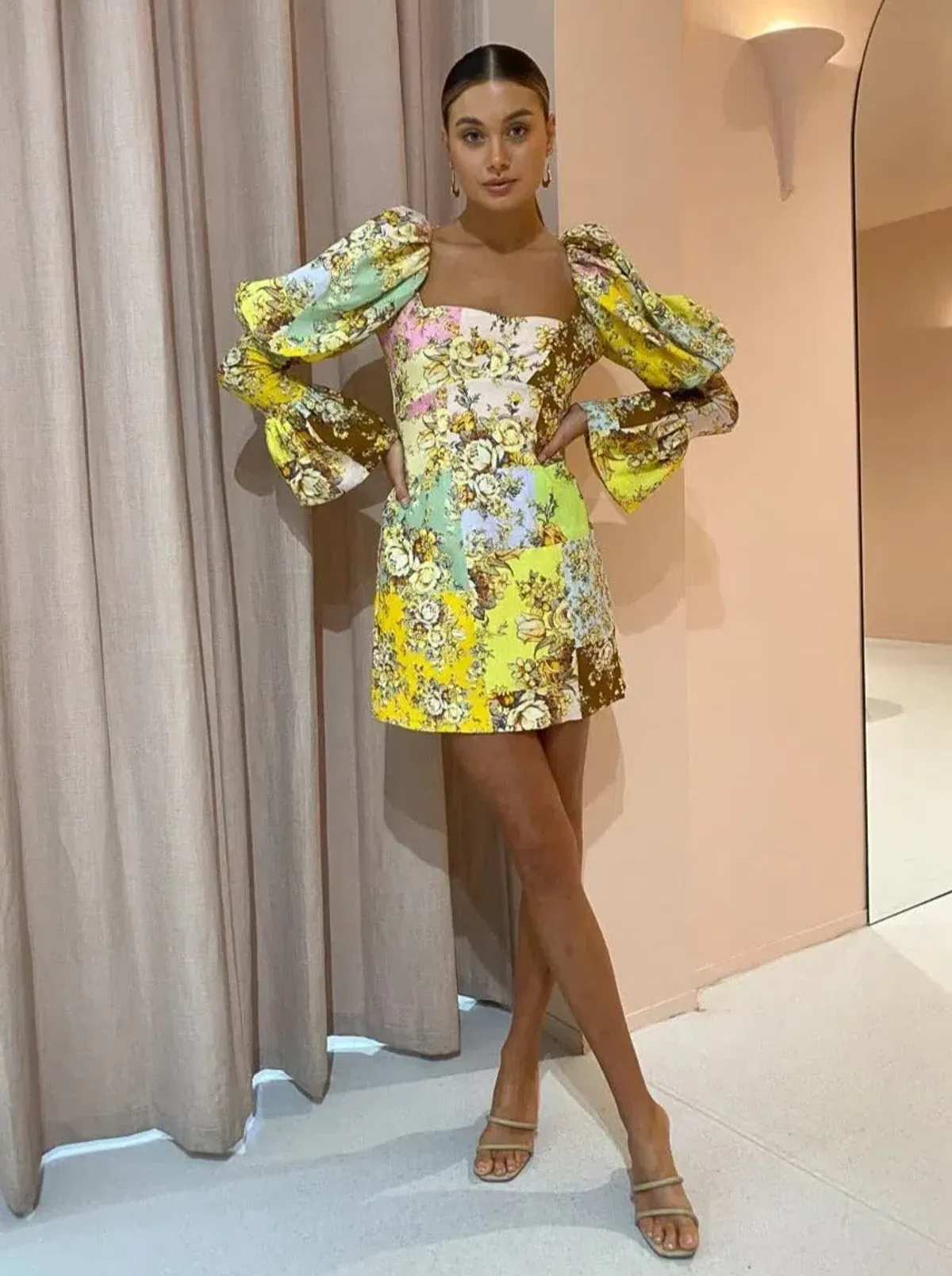 Alemais Matilde Puff Sleeve Mini Dress Multi Size 8 - Image 1