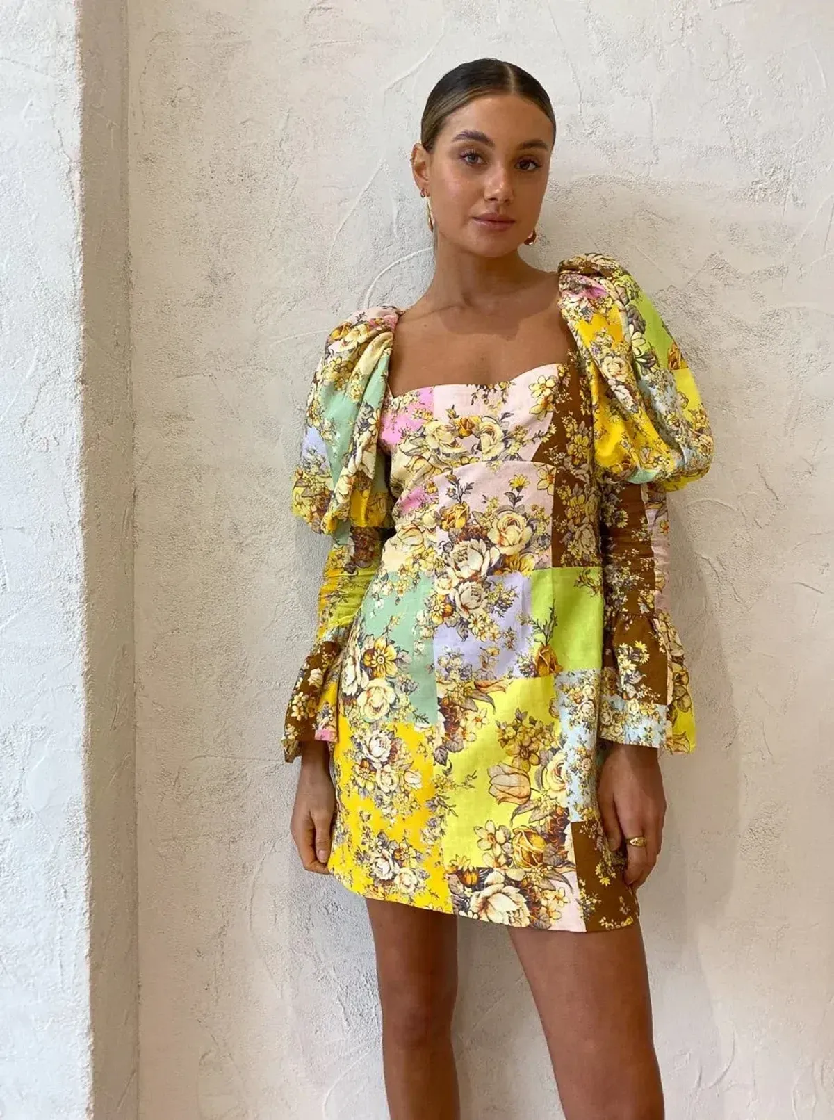 Alemais Matilde Puff Sleeve Mini Dress Multi Size 8 - Image 4