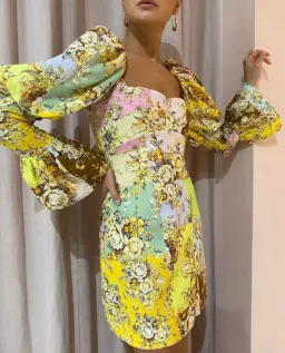 Alemais Matilde Puff Sleeve Mini Dress Multi Size 8 for rent on The Volte - image 2