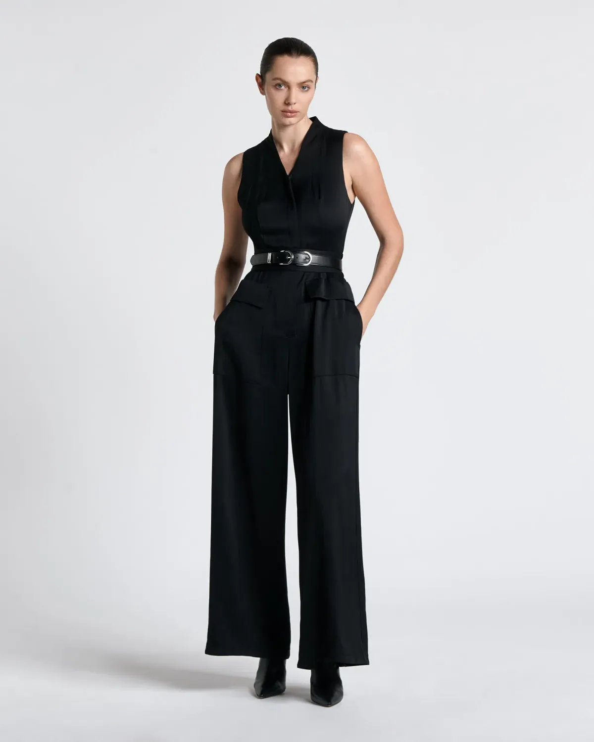 Cue Twill Utility Jumpsuit Black Size 14 - Image 1