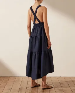 Shona Joy Ligia Plunged Cross Back Midi Dress Navy Size 14 for rent on The Volte - image 3