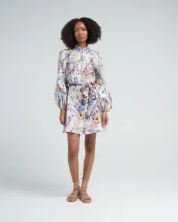 Zimmermann Tama Belted Mini Dress Diamond Splice Floral Size 0P/AU 6 for rent on The Volte - image 1
