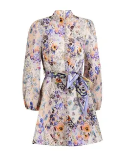 Zimmermann Tama Belted Mini Dress Diamond Splice Floral Size 0P/AU 6 for rent on The Volte - image 5