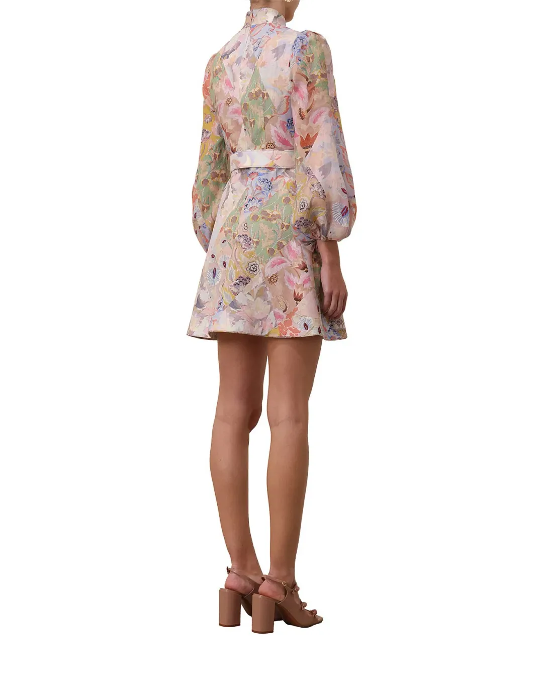 Zimmermann Illustration Belted Mini Dress in Multi Floral Diamond Size 1 / AU 10 for rent on The Volte - main image