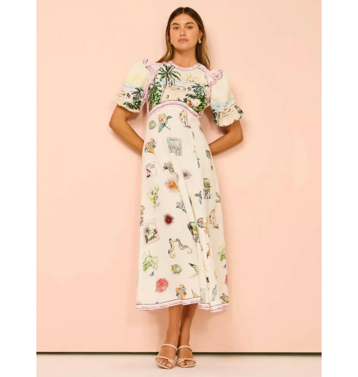 Alemais Sunset Midi Dress Print Size AU 10 - Image 3