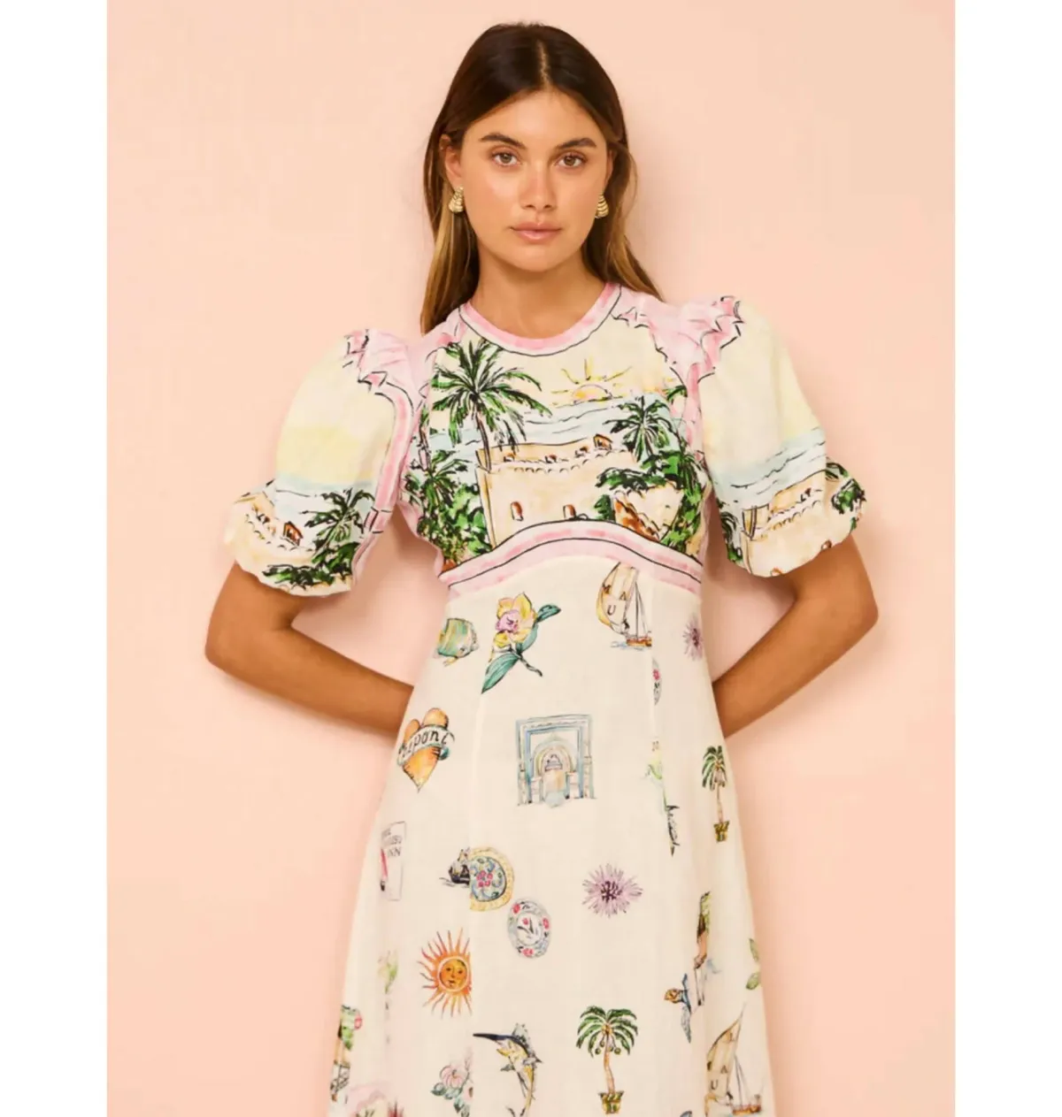 Alemais Sunset Midi Dress Print Size AU 10 - Image 2