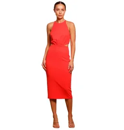 Pasduchas Kiss Up Midi Dress Coral Size AU 10 for rent on The Volte - image 1