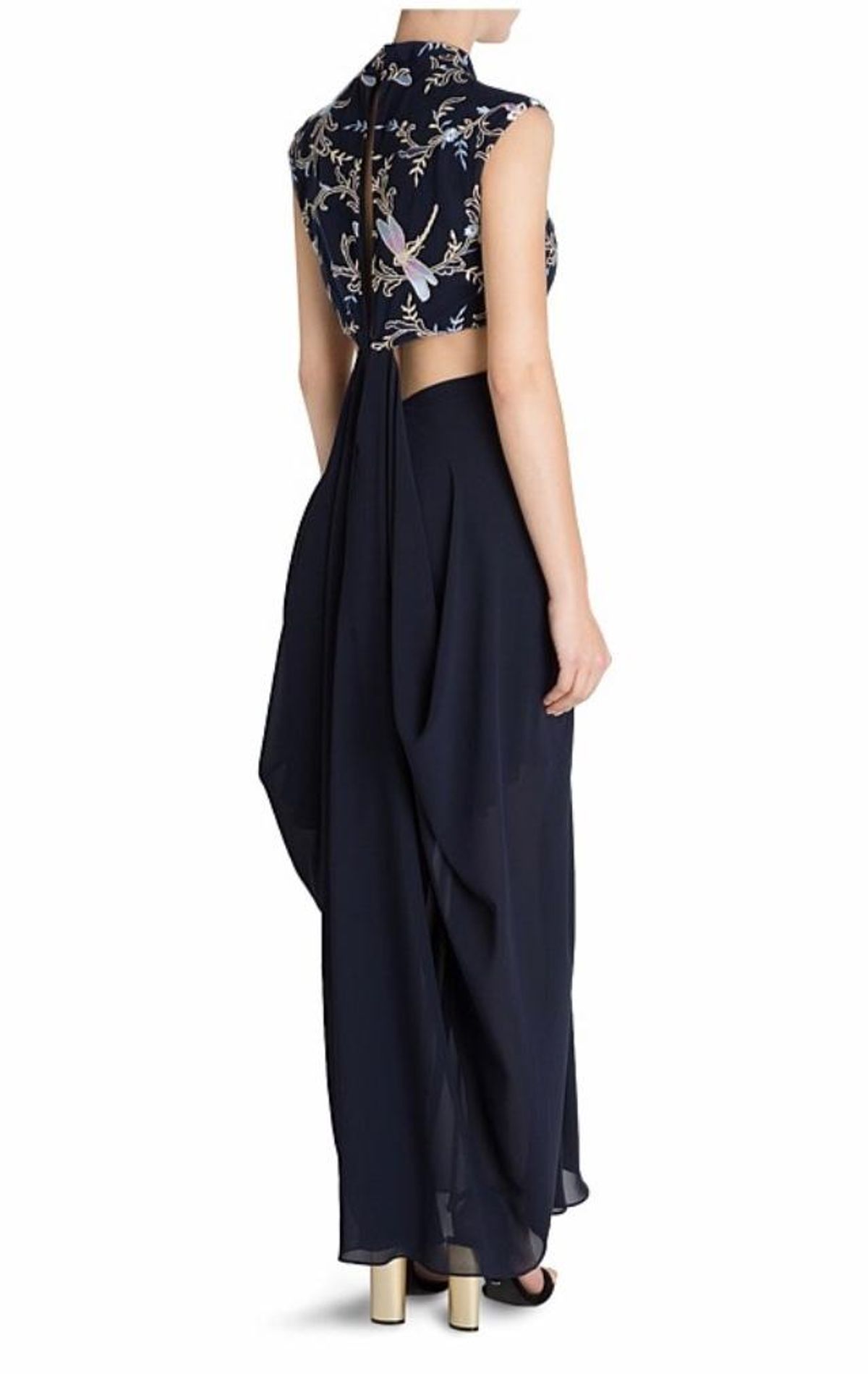 Carla Zampatti The Venus Diaphanous Gown Navy Size 4 - Image 3