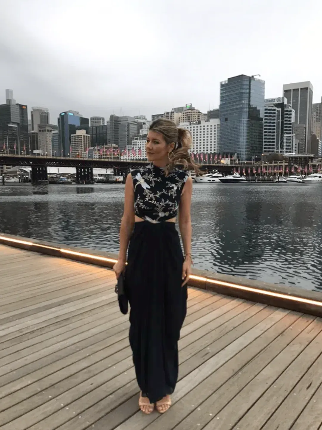 Carla Zampatti The Venus Diaphanous Gown Navy Size 4 for rent on The Volte - main image