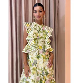 Alemais Eden Flounce Midi Dress Multi Size AU 14 for rent on The Volte - image 3