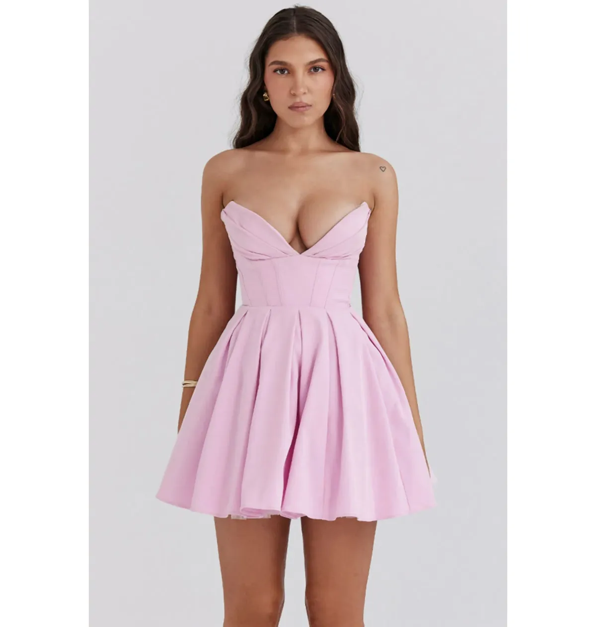 House of CB Mar Twill Strapless Mini Dress Cotton Candy Size AU 6 - Image 4