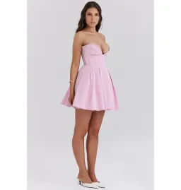 House of CB Mar Twill Strapless Mini Dress Cotton Candy Size AU 6 for rent on The Volte - image 1