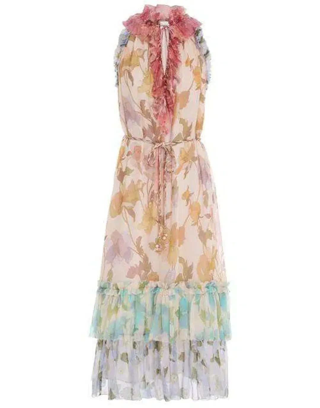 Zimmermann Tempo Frilled Midi Dress Spliced Multi Size 0/Au 8 for rent on The Volte - main image