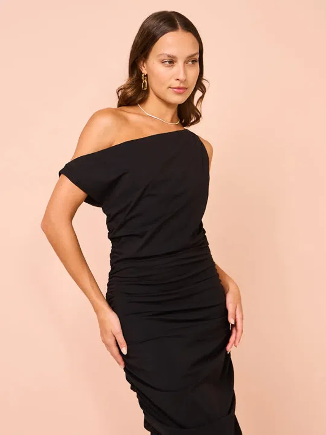 Issy One Shoulder Midi Dress Black Size 6 for rent on The Volte - main image
