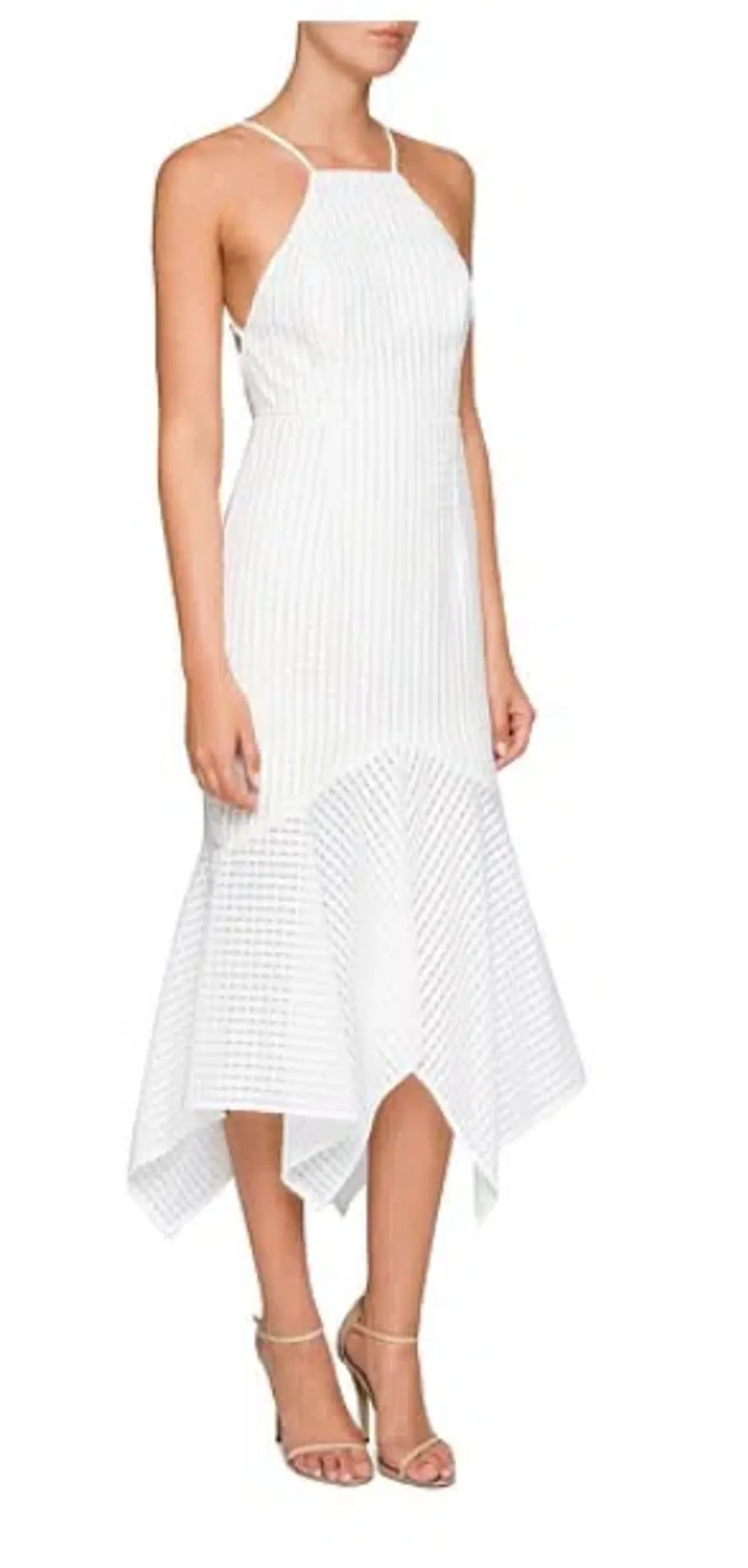 Shona Joy White Lucia Lace Up Midi Dress White Size 10 - Image 4