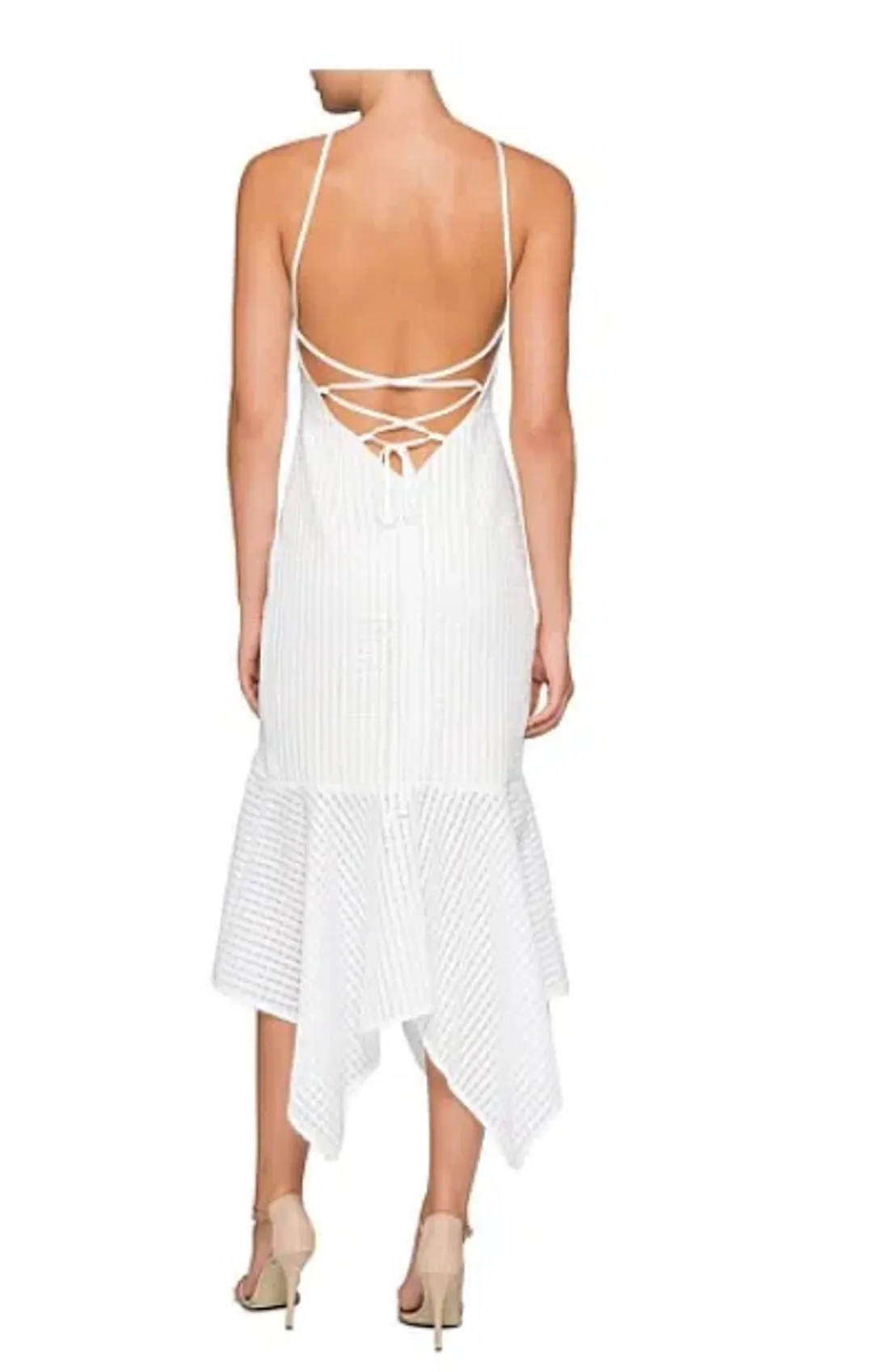 Shona Joy White Lucia Lace Up Midi Dress White Size 10 for rent on The Volte - main image