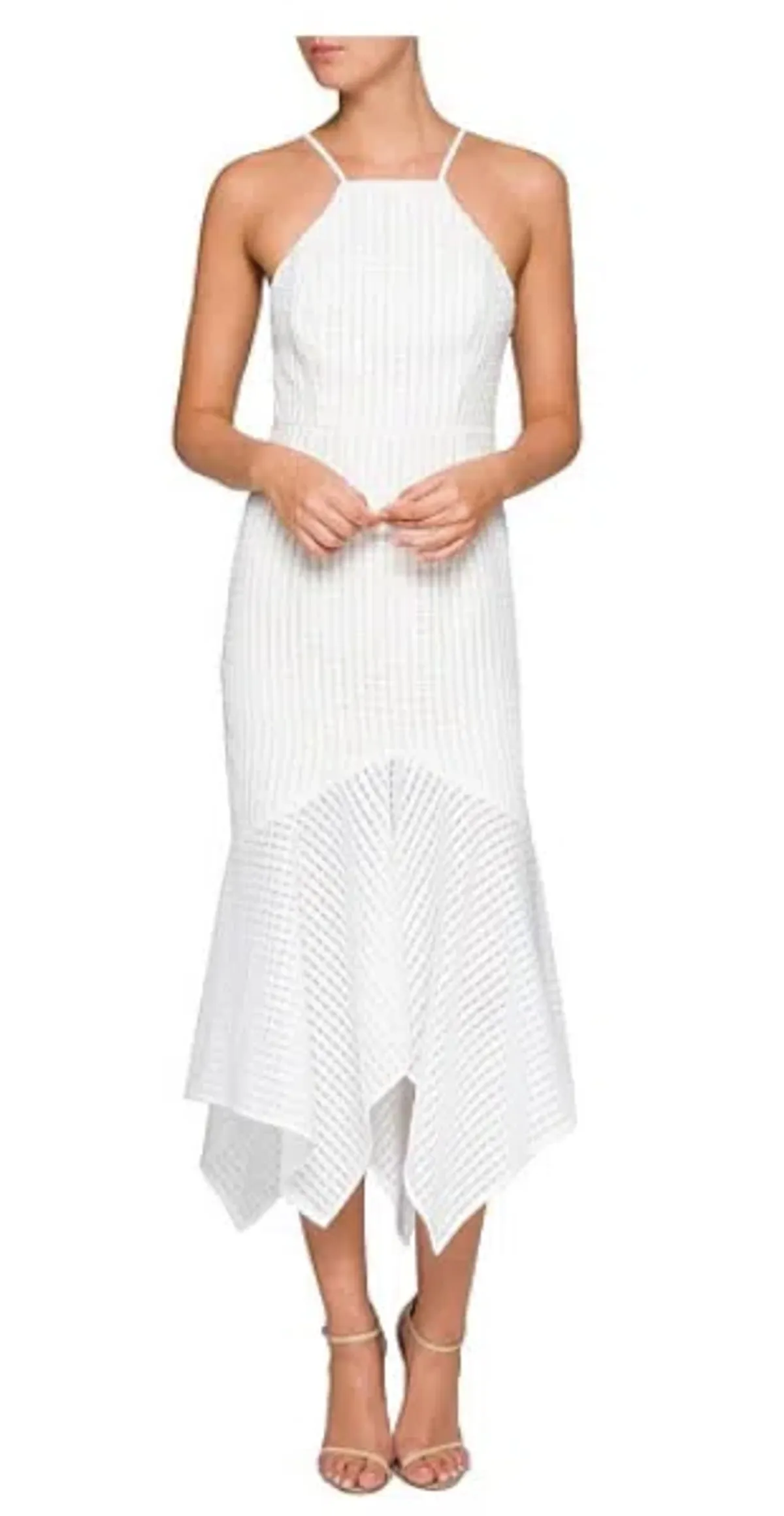 Shona Joy White Lucia Lace Up Midi Dress White Size 10 - Image 1