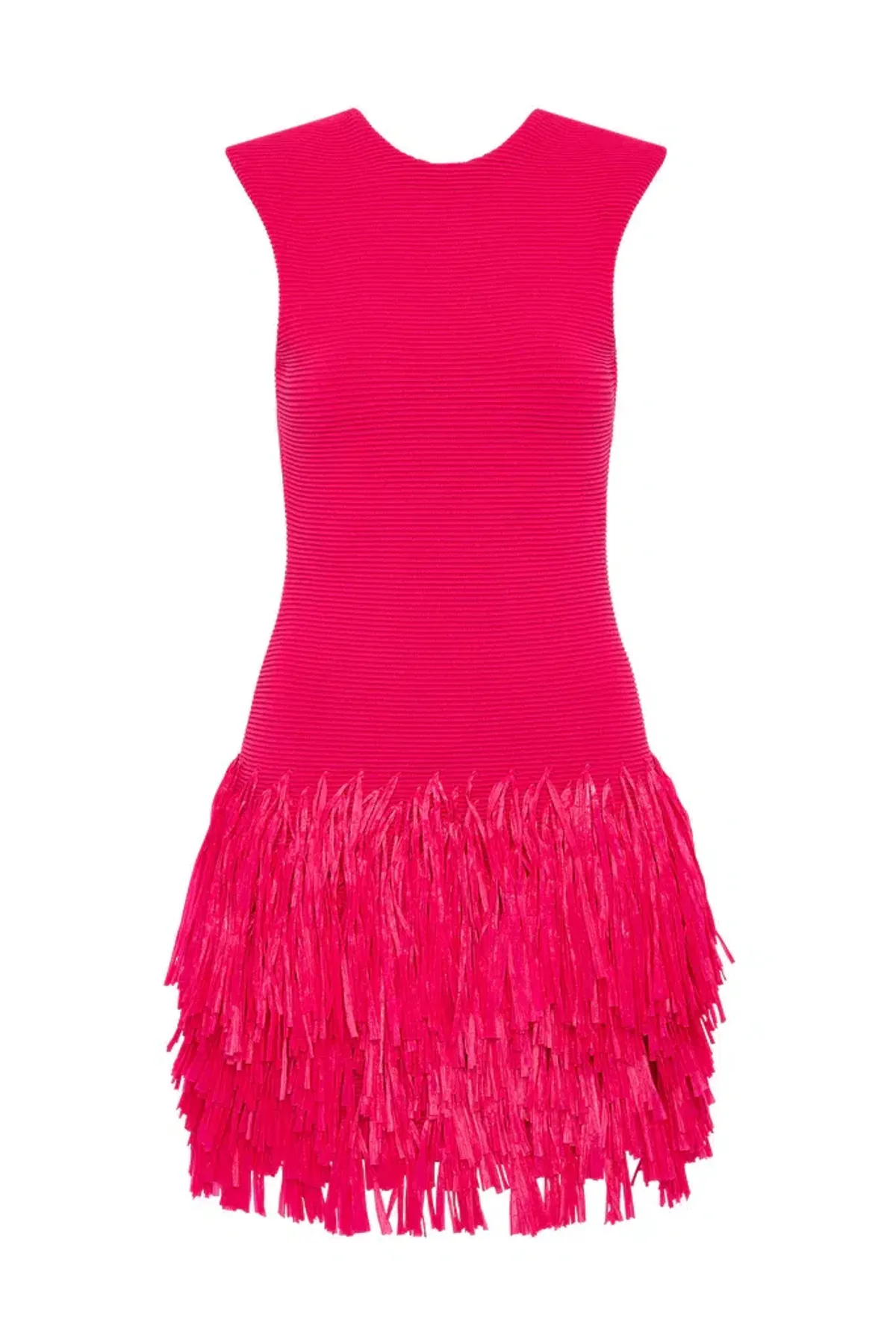 AJE Rushes Raffia Knit Mini Dress Hot Pink Size Large / Size 12 - Image 4