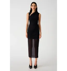 Misha Tillie Mesh Midi Dress in Black Size 6 for rent on The Volte - image 1