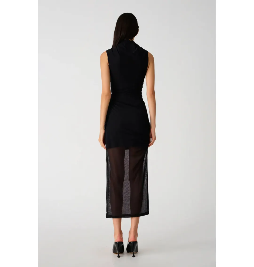 Misha Tillie Mesh Midi Dress in Black Size 6 for rent on The Volte - main image