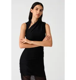 Misha Tillie Mesh Midi Dress in Black Size 6 for rent on The Volte - image 2
