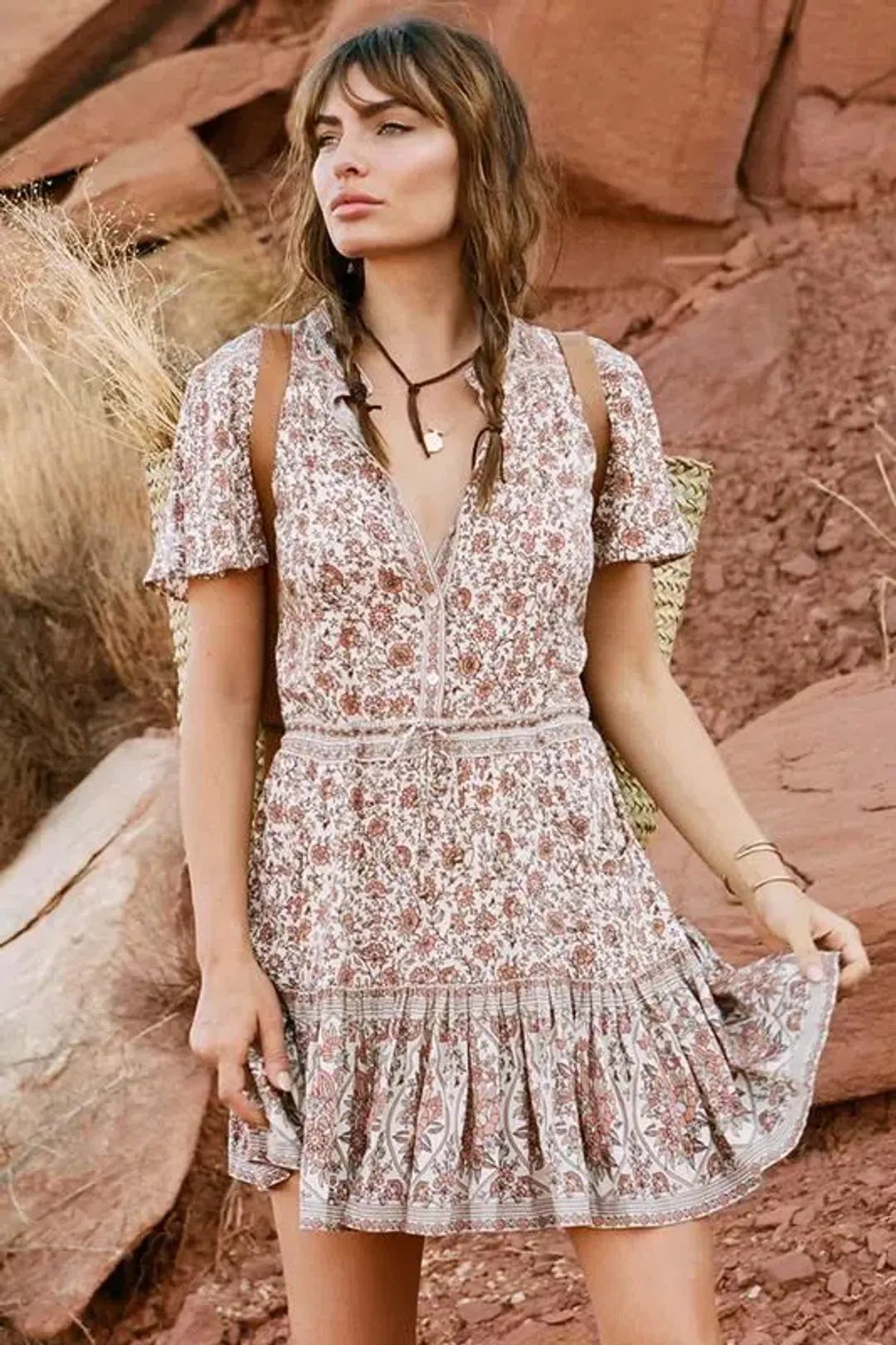 Spell and The Gypsy Jasmine Flutter Sleeve Playdress Floral Size 6 for rent on The Volte - main image