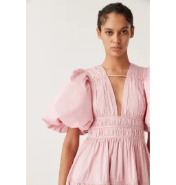 Aje Fallingwater Gathered Midi Dress Chalk Pink Size AU 6 for rent on The Volte - image 3