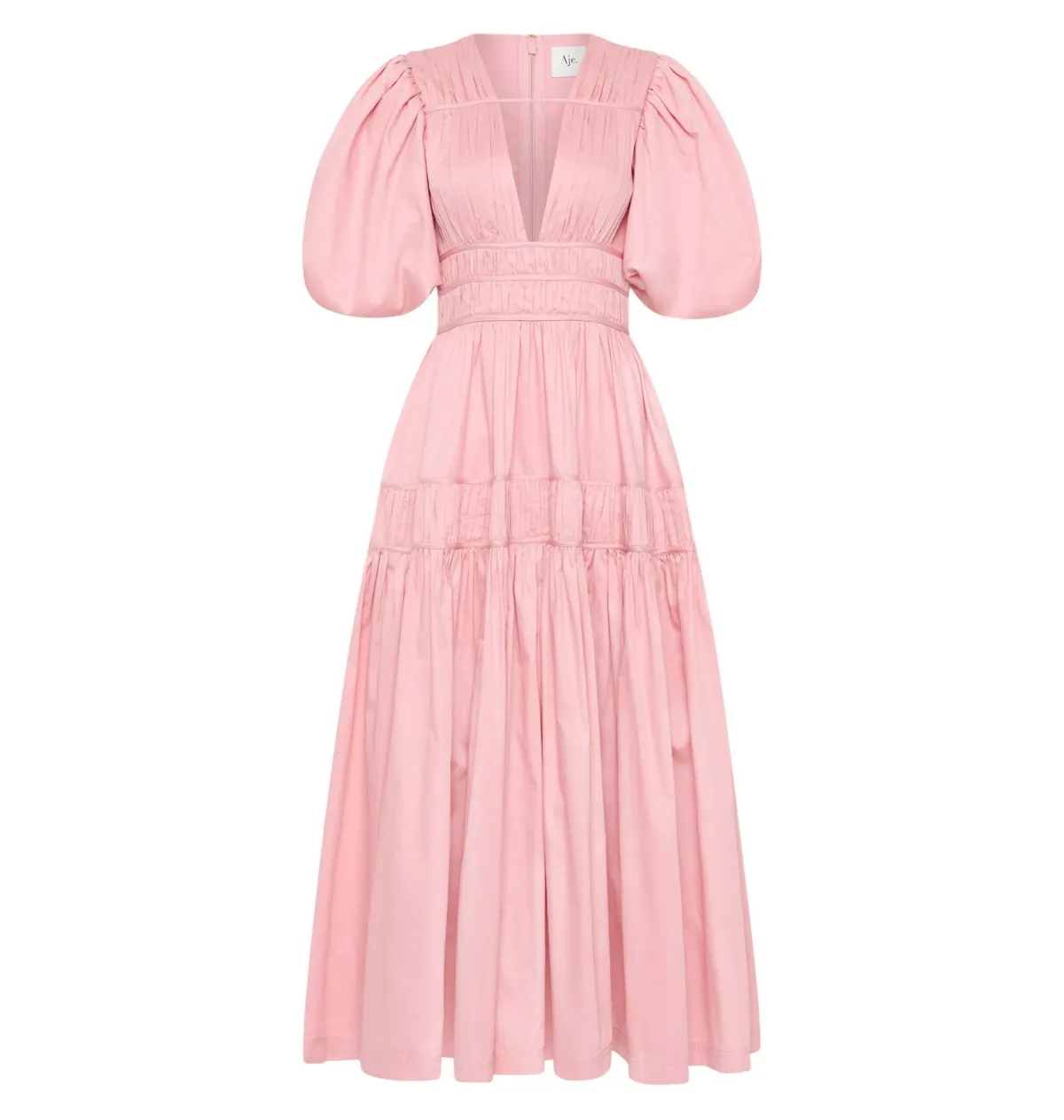 Aje Fallingwater Gathered Midi Dress Chalk Pink Size AU 6 - Image 5
