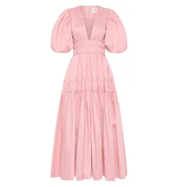 Aje Fallingwater Gathered Midi Dress Chalk Pink Size AU 6 for rent on The Volte - image 5