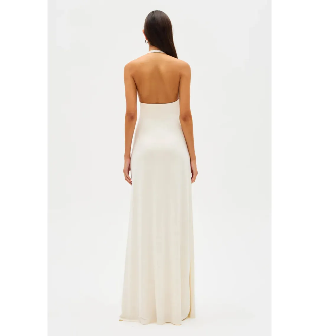 MISHA Jennifer Cupro Maxi Dress Ivory Size 8/S for rent on The Volte - main image