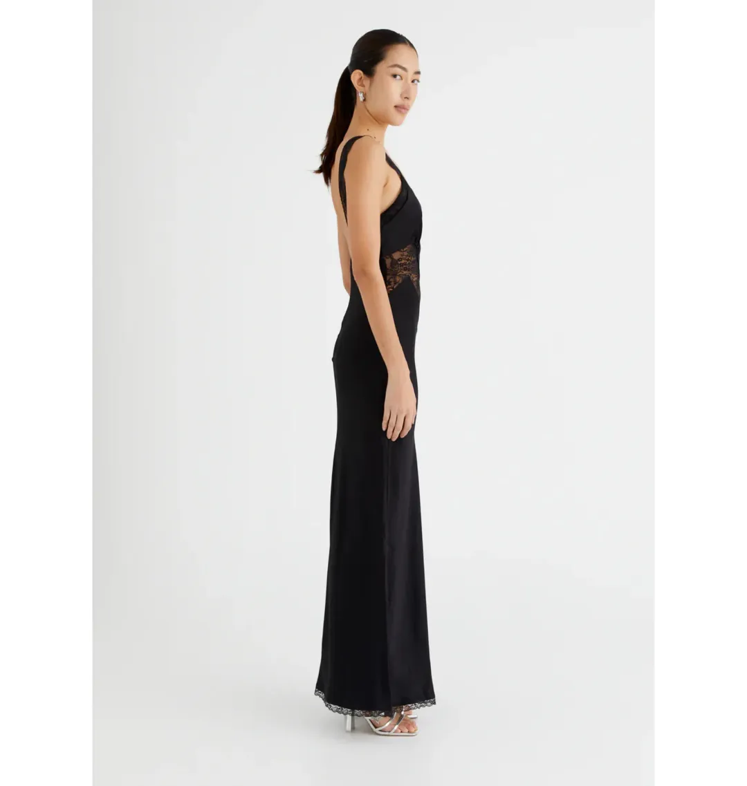 Benni Robbie Satin Slip Dress Black Size AU 14 for rent on The Volte - main image