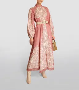 Zimmermann Pattie Fringed Midi Dress Rose Baroque Floral Size 1 / AU 10 for rent on The Volte - image 1