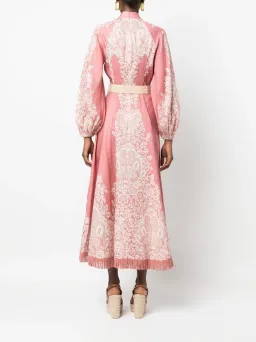 Zimmermann Pattie Fringed Midi Dress Rose Baroque Floral Size 1 / AU 10 for rent on The Volte - image 3