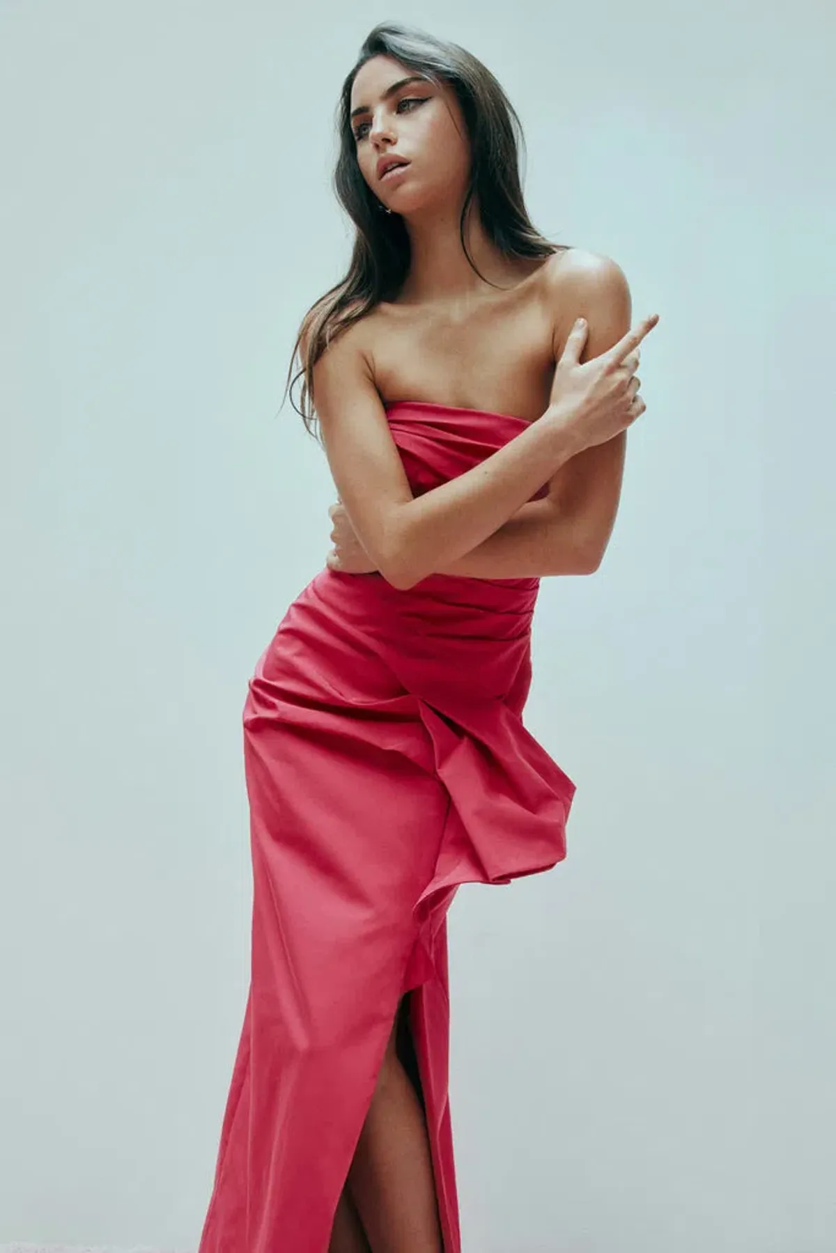 Aje Roma Draped Midi Dress Rich Magenta Size 6 - Image 4