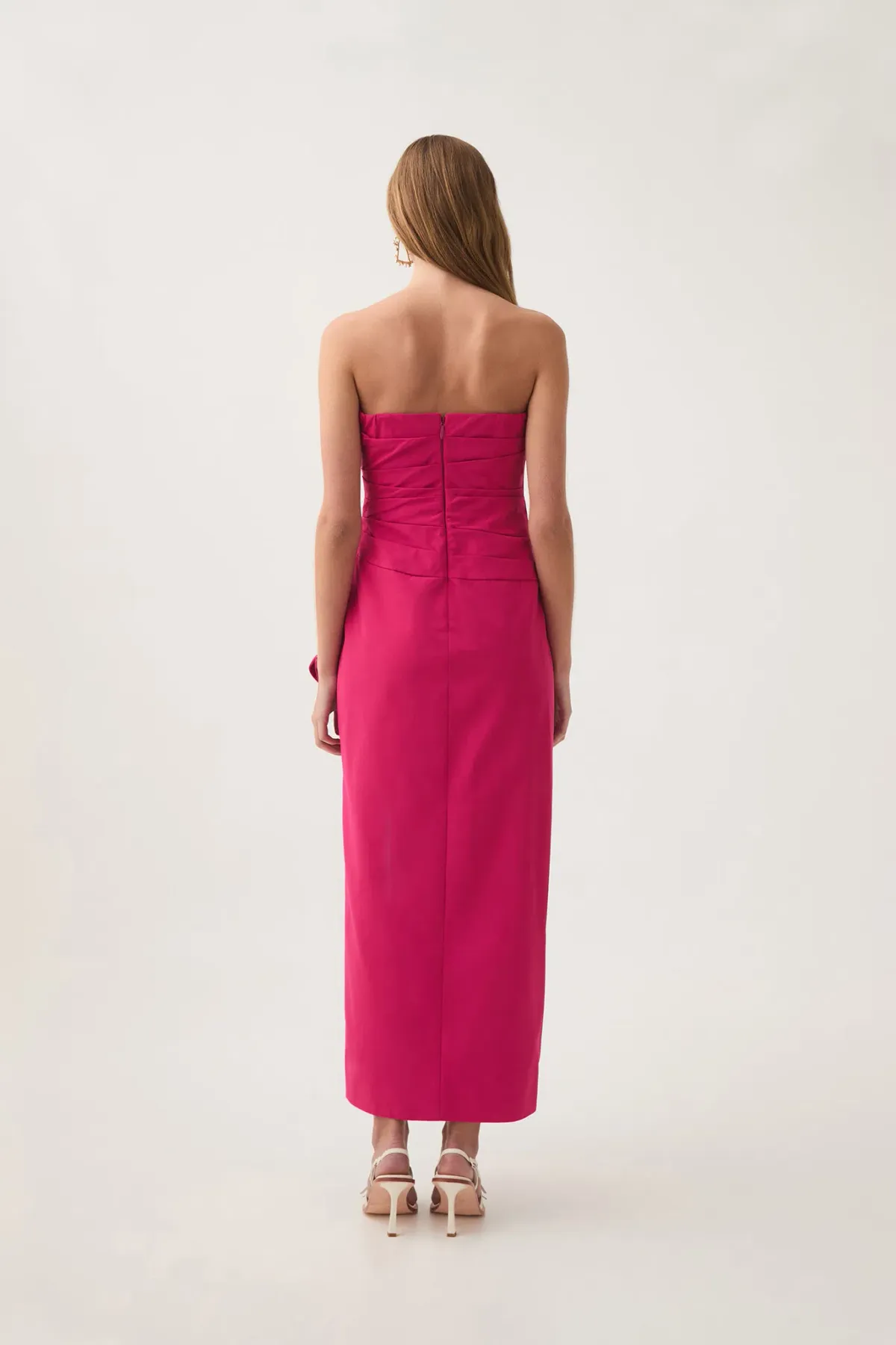 Aje Roma Draped Midi Dress Rich Magenta Size 6 - Image 3