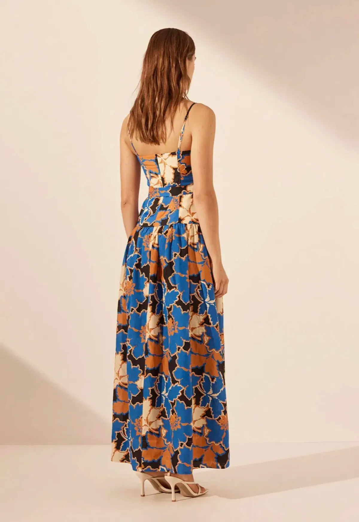 Shona Joy Karla Panelled Bustier Maxi Dress Strong Blue/Multi Size 8 - Image 3