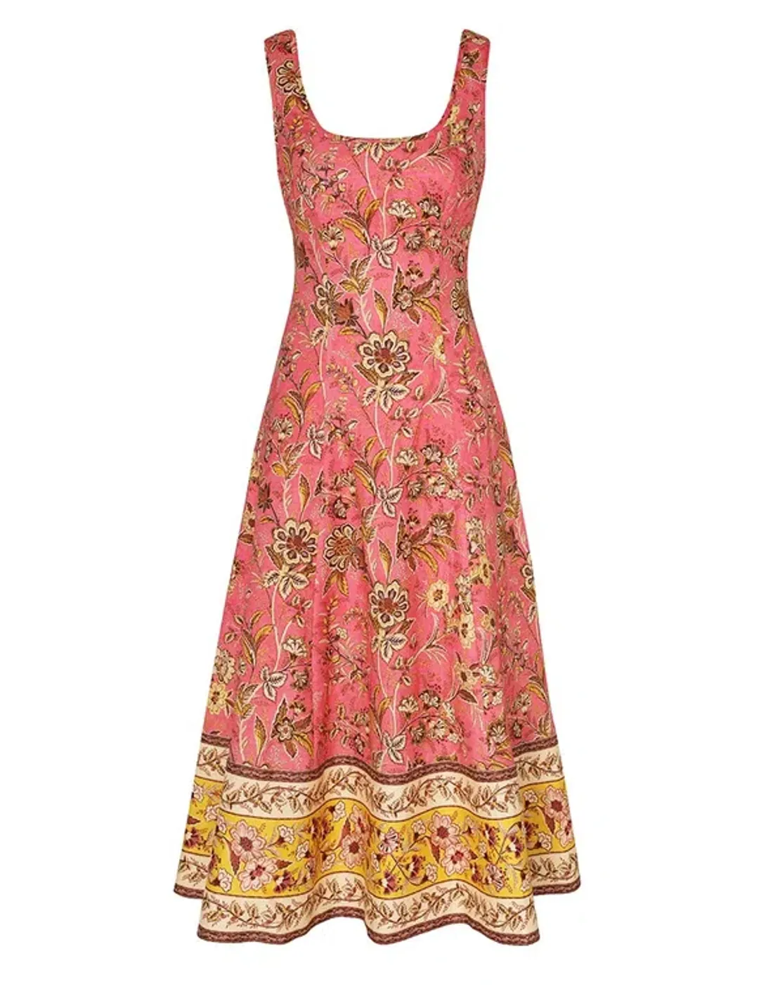 Zimmermann Junie Cut Out Midi Dress Pink/Gold Floral Size 1 / AU 10 for rent on The Volte - main image
