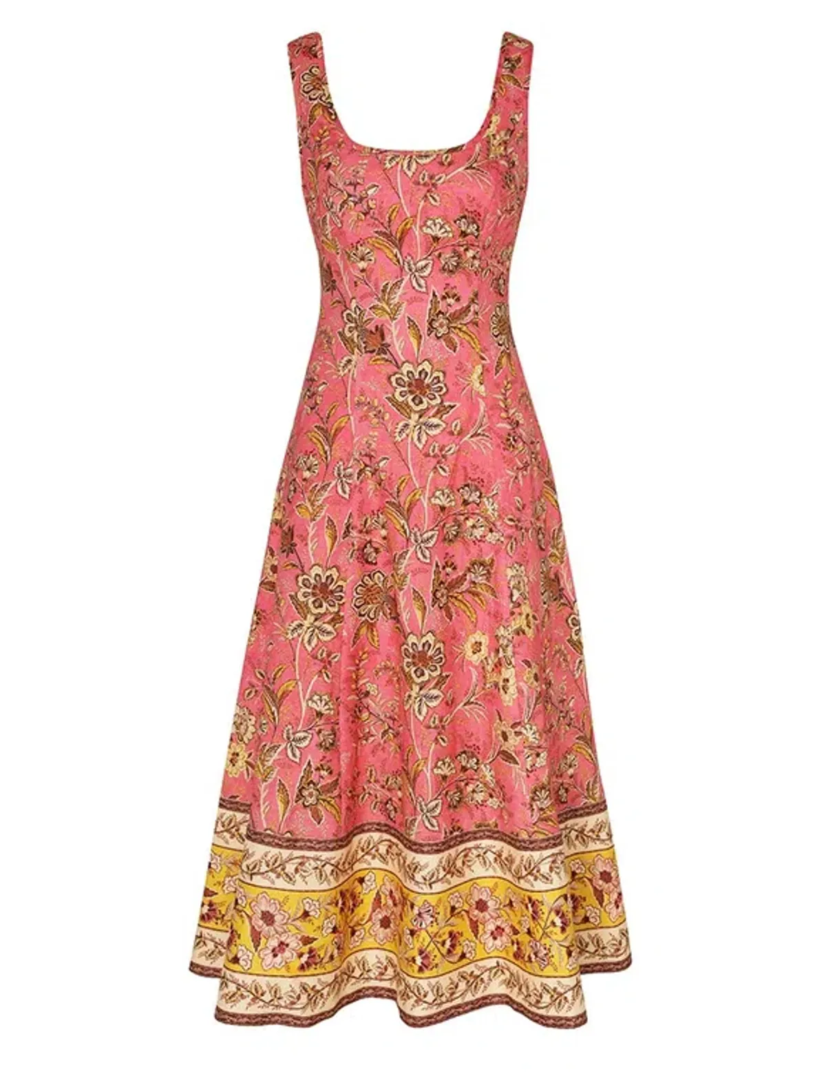 Zimmermann Junie Cut Out Midi Dress Pink/Gold Floral Size 1 / AU 10 for rent on The Volte - main image