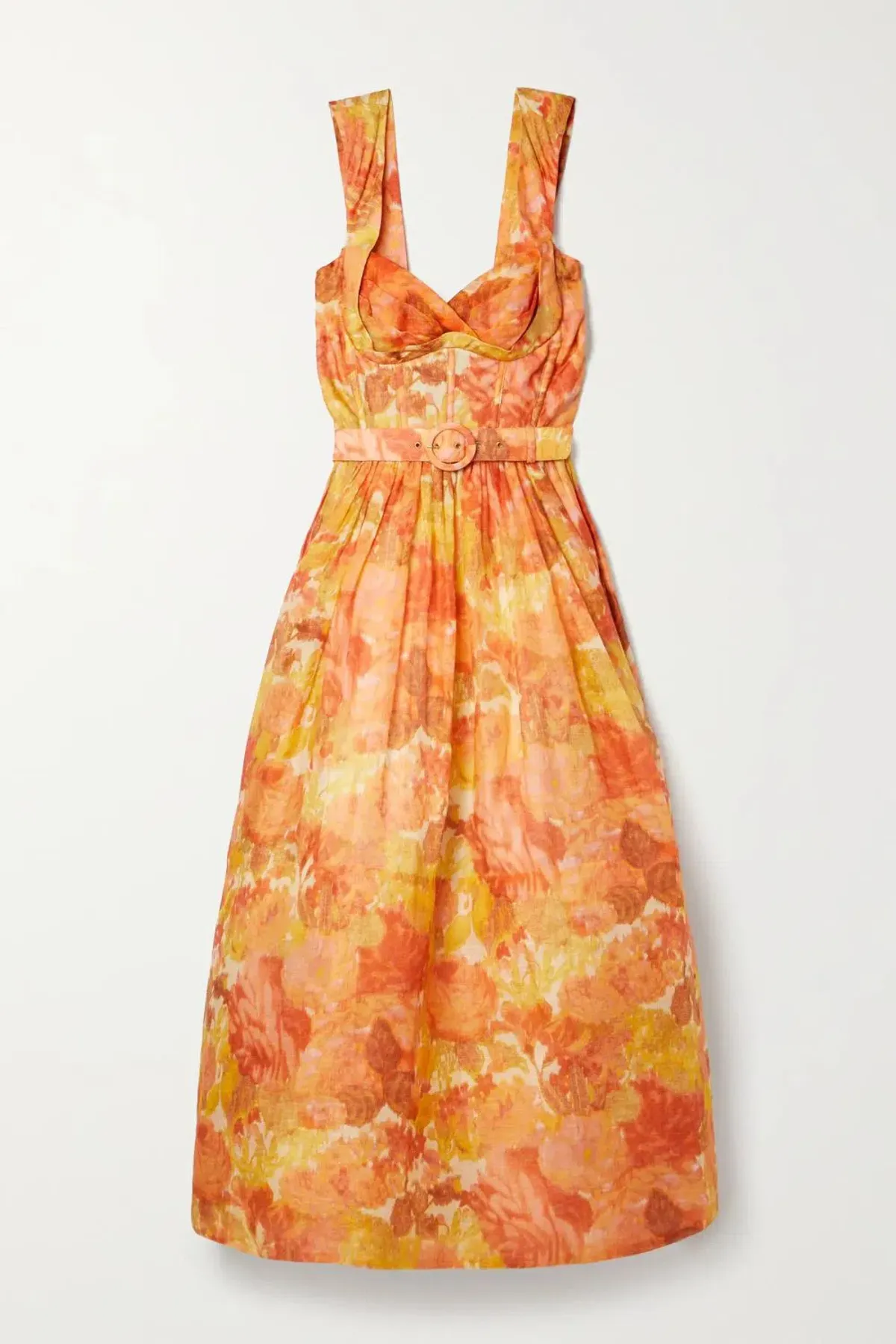 Zimmermann High Tide Picnic Midi Dress Citrus Ikat Floral Size 0 / 8 AU - Image 3
