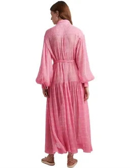 Alemais Antonella Silk Embroidered Shirt Maxi Dress Pink Size 6 AU for rent on The Volte - image 8